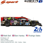 Modelauto 1:18 | Spark 18S808 | Oreca 07 Gibson LMP2 | Nielsen Racing 2022 #24 - Bell - Hanley - Sales Modelauto 1:18 | Spark 18S808 | Oreca 07 Gibson LMP2 | Nielsen Racing 2022 #24 - Bell - Hanley - Sales