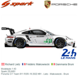 Modelauto 1:43 | Spark 22LM91 | Porsche GT Team 911 RSR-19 2022 #91 - Lietz - Makowiecki - Bruni Modelauto 1:43 | Spark 22LM91 | Porsche GT Team 911 RSR-19 2022 #91 - Lietz - Makowiecki - Bruni