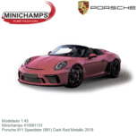 Modelauto 1:43 | Minichamps 410061131 | Porsche 911 Speedster (991) Dark Red Metallic 2019 Modelauto 1:43 | Minichamps 410061131 | Porsche 911 Speedster (991) Dark Red Metallic 2019