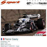 Modelauto 1:64 | Spark Y252 | Alpha Tauri AT03 | AlphaTauri F1 2022 #10 - Gasly Modelauto 1:64 | Spark Y252 | Alpha Tauri AT03 | AlphaTauri F1 2022 #10 - Gasly