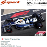 Modelauto 1:64 | Spark Y253 | Alpha Tauri AT03 | AlphaTauri F1 2022 #22 - Tsunoda Modelauto 1:64 | Spark Y253 | Alpha Tauri AT03 | AlphaTauri F1 2022 #22 - Tsunoda