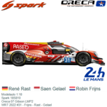 Modelauto 1:18 | Spark 18S810 | Oreca 07 Gibson LMP2 | WRT 2022 #31 - Frijns - Rast - Gelael Modelauto 1:18 | Spark 18S810 | Oreca 07 Gibson LMP2 | WRT 2022 #31 - Frijns - Rast - Gelael