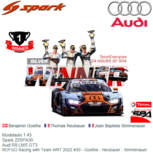 Modelauto 1:43 | Spark 22SPA30 | Audi R8 LMS GT3 | ROFGO Racing with Team WRT 2022 #30 - Goethe - Neubauer - Simmenauer Modelauto 1:43 | Spark 22SPA30 | Audi R8 LMS GT3 | ROFGO Racing with Team WRT 2022 #30 - Goethe - Neubauer - Simmenauer