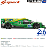 Modelauto 1:18 | Spark 18S814 | Oreca 07 Gibson | Inter Europol Competitione 2022 #43 - Fittipaldi - Scherer - Heinemeier Hansson Modelauto 1:18 | Spark 18S814 | Oreca 07 Gibson | Inter Europol Competitione 2022 #43 - Fittipaldi - Scherer - Heinemeier Hansson