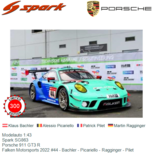 Modelauto 1:43 | Spark SG863 | Porsche 911 GT3 R | Falken Motorsports 2022 #44 - Bachler - Picariello - Ragginger - Pilet Modelauto 1:43 | Spark SG863 | Porsche 911 GT3 R | Falken Motorsports 2022 #44 - Bachler - Picariello - Ragginger - Pilet