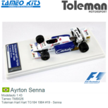 Modelauto 1:43 | Tameo TMB026 | Toleman Hart TG184 Toleman Hart 1984 #19 Modelauto 1:43 | Tameo TMB026 | Toleman Hart TG184 Toleman Hart 1984 #19