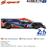 Modelauto 1:43 | Spark S8622 | Oreca 07 Gibson | United Autosport 2022 #22 - Hanson - Owen - Albuquerque Modelauto 1:43 | Spark S8622 | Oreca 07 Gibson | United Autosport 2022 #22 - Hanson - Owen - Albuquerque