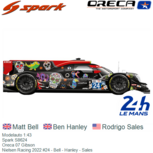 Modelauto 1:43 | Spark S8624 | Oreca 07 Gibson | Nielsen Racing 2022 #24 - Bell - Hanley - Sales Modelauto 1:43 | Spark S8624 | Oreca 07 Gibson | Nielsen Racing 2022 #24 - Bell - Hanley - Sales