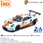 Modelauto 1:18 | IXO-Models LEGT18008 | Porsche 911 GT3 RSR LMGTE | Gulf Racing UK 2018 #86 - Davison - Wainwright - Barker Modelauto 1:18 | IXO-Models LEGT18008 | Porsche 911 GT3 RSR LMGTE | Gulf Racing UK 2018 #86 - Davison - Wainwright - Barker
