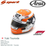 Helm 1:5 | Spark 5HF076 | Arai Helmet | AlphaTauri 2022 #22 - Tsunoda Helm 1:5 | Spark 5HF076 | Arai Helmet | AlphaTauri 2022 #22 - Tsunoda