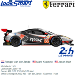 Modelauto 1:43 | Looksmart LSLM149 | Ferrari 488 GTE EVO LMGTE-AM | JMW Motorsport 2022 #66 - van der Zande - Kvamme - Hart Modelauto 1:43 | Looksmart LSLM149 | Ferrari 488 GTE EVO LMGTE-AM | JMW Motorsport 2022 #66 - van der Zande - Kvamme - Hart