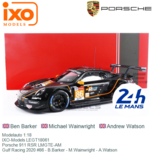 Modelauto 1:18 | IXO-Models LEGT18061 | Porsche 911 RSR LMGTE-AM | Gulf Racing 2020 #86 - B.Barker - M.Wainwright - A.Watson Modelauto 1:18 | IXO-Models LEGT18061 | Porsche 911 RSR LMGTE-AM | Gulf Racing 2020 #86 - B.Barker - M.Wainwright - A.Watson