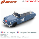 Modelauto 1:43 | Spark S5533 | Citroën DS19 Blauw 1963 #195 Monte Carlo / Rallye Monte Carlo Modelauto 1:43 | Spark S5533 | Citroën DS19 Blauw 1963 #195 Monte Carlo / Rallye Monte Carlo