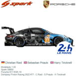 Modelauto 1:43 | Spark S8650 | Porsche 911 RSR-19 | Dempsey Proton Racing 2022 #77 - C.Ried - S.Priaulx - H.Tincknell Modelauto 1:43 | Spark S8650 | Porsche 911 RSR-19 | Dempsey Proton Racing 2022 #77 - C.Ried - S.Priaulx - H.Tincknell