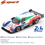 Modelauto 1:43 | Spark S3543 | Cougar C28LM 1992 #54 - H.Pescarolo - B.Wollek - J.Ricci Modelauto 1:43 | Spark S3543 | Cougar C28LM 1992 #54 - H.Pescarolo - B.Wollek - J.Ricci