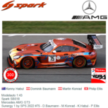 Modelauto 1:43 | Spark SB518 | Mercedes AMG GT3 | Sunergy 1 by SPS 2022 #75 - D.Baumann - M.Konrad - K.Habul - P.Ellis Modelauto 1:43 | Spark SB518 | Mercedes AMG GT3 | Sunergy 1 by SPS 2022 #75 - D.Baumann - M.Konrad - K.Habul - P.Ellis