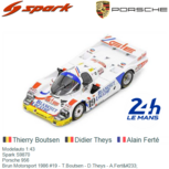 Modelauto 1:43 | Spark S9870 | Porsche 956 | Brun Motorsport 1986 #19 - T.Boutsen - D.Theys - A.Ferté Modelauto 1:43 | Spark S9870 | Porsche 956 | Brun Motorsport 1986 #19 - T.Boutsen - D.Theys - A.Ferté