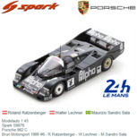 Modelauto 1:43 | Spark S9876 | Porsche 962 C | Brun Motorsport 1989 #6 - R.Ratzenberger - W.Lechner - M.Sandro Sala Modelauto 1:43 | Spark S9876 | Porsche 962 C | Brun Motorsport 1989 #6 - R.Ratzenberger - W.Lechner - M.Sandro Sala