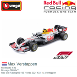 Modelauto 1:43 | Bburago 38055VT | Red Bull Racing RB16B Honda 2021 #33 - M.Verstappen Modelauto 1:43 | Bburago 38055VT | Red Bull Racing RB16B Honda 2021 #33 - M.Verstappen