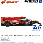 Modelauto 1:43 | Spark S8615 | Oreca 07 Gibson | Richard Mille Racing 2022 #1 - C.Milesi - S.Ogier - L.Wadoux Modelauto 1:43 | Spark S8615 | Oreca 07 Gibson | Richard Mille Racing 2022 #1 - C.Milesi - S.Ogier - L.Wadoux