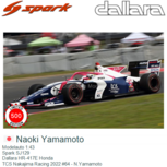 Modelauto 1:43 | Spark SJ129 | Dallara HR-417E Honda | TCS Nakajima Racing 2022 #64 - N.Yamamoto Modelauto 1:43 | Spark SJ129 | Dallara HR-417E Honda | TCS Nakajima Racing 2022 #64 - N.Yamamoto