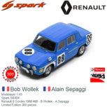 Modelauto 1:43 | Spark SB494 | Renault 8 Gordini 1968 #88 - B.Wollek - A.Sepaggi Modelauto 1:43 | Spark SB494 | Renault 8 Gordini 1968 #88 - B.Wollek - A.Sepaggi