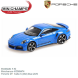 Modelauto 1:43 | Minichamps 410069474 | Porsche 911 Turbo S (992) Blue 2020 Modelauto 1:43 | Minichamps 410069474 | Porsche 911 Turbo S (992) Blue 2020