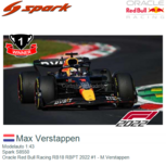 Modelauto 1:43 | Spark S8550 | Oracle Red Bull Racing RB18 RBPT 2022 #1 - M.Verstappen Modelauto 1:43 | Spark S8550 | Oracle Red Bull Racing RB18 RBPT 2022 #1 - M.Verstappen