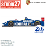 Bouwpakket 1:24 | Studio 27 ST27-FK2493 | Porsche RS Spyder | Team Essex 2007 #31 France / Le Mans 24 Hours Bouwpakket 1:24 | Studio 27 ST27-FK2493 | Porsche RS Spyder | Team Essex 2007 #31 France / Le Mans 24 Hours