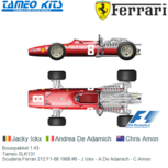 Bouwpakket 1:43 | Tameo SLK131 | Ferrari 212 F1-68 | Scuderia Ferrari 1968 #9 South Africa / Kyalami / South African Grand Pirx Bouwpakket 1:43 | Tameo SLK131 | Ferrari 212 F1-68 | Scuderia Ferrari 1968 #9 South Africa / Kyalami / South African Grand Pirx