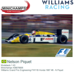 Modelauto 1:43 | Minichamps 436876606 | Williams Grand Prix Engineering FW11B Honda 1987 #6 - N.Piquet Modelauto 1:43 | Minichamps 436876606 | Williams Grand Prix Engineering FW11B Honda 1987 #6 - N.Piquet