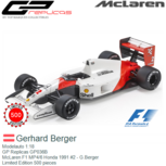 Modelauto 1:18 | GP Replicas GP036B | McLaren F1 MP4/6 Honda 1991 #2 - G.Berger Modelauto 1:18 | GP Replicas GP036B | McLaren F1 MP4/6 Honda 1991 #2 - G.Berger
