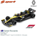 Modelauto 1:43 | Spark S6484 | Renault DP World F1 Team R.S.20 2020 #3 - D.Ricciardo Modelauto 1:43 | Spark S6484 | Renault DP World F1 Team R.S.20 2020 #3 - D.Ricciardo