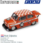 Modelauto 1:43 | Brumm R419 | Fiat Abarth 1000 Berlina | Sony Racing team 1969 #38 - R.Dijkstra Modelauto 1:43 | Brumm R419 | Fiat Abarth 1000 Berlina | Sony Racing team 1969 #38 - R.Dijkstra