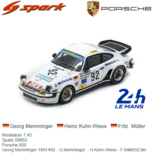 Modelauto 1:43 | Spark S9853 | Porsche 930 | Georg Memminger 1983 #92 - G.Memminger - H.Kuhn-Wiess - F.Müller Modelauto 1:43 | Spark S9853 | Porsche 930 | Georg Memminger 1983 #92 - G.Memminger - H.Kuhn-Wiess - F.Müller