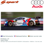 Modelauto 1:43 | Spark AS062 | Audi Sport Team Valvoline R8 LMS GT3 2022 #74 - B.Schumacher - N.Berthon - K.van der Linde Modelauto 1:43 | Spark AS062 | Audi Sport Team Valvoline R8 LMS GT3 2022 #74 - B.Schumacher - N.Berthon - K.van der Linde