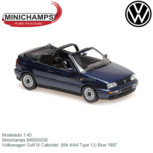 Modelauto 1:43 | Minichamps 940055530 | Volkswagen Golf IV Cabriolet (Mk.4/A4 Type 1J) Blue 1997 Modelauto 1:43 | Minichamps 940055530 | Volkswagen Golf IV Cabriolet (Mk.4/A4 Type 1J) Blue 1997
