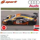 Modelauto 1:43 | Spark SB534 | Audi R8 LMS GT3 | Boutsen Racing 2022 #10 - B.Lessennes - A.Leclerc - A.Eteki - K.Ojjeh Modelauto 1:43 | Spark SB534 | Audi R8 LMS GT3 | Boutsen Racing 2022 #10 - B.Lessennes - A.Leclerc - A.Eteki - K.Ojjeh