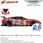 Modelauto 1:18 | Spark 18S820 | Aston Martin Vantage AMR LMPGTE-AM | TF Sport 2022 #33 - M.Sørensen - H.Chaves - B.Keating Modelauto 1:18 | Spark 18S820 | Aston Martin Vantage AMR LMPGTE-AM | TF Sport 2022 #33 - M.Sørensen - H.Chaves - B.Keating