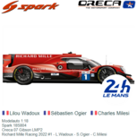 Modelauto 1:18 | Spark 18S804 | Oreca 07 Gibson LMP2 | Richard Mille Racing 2022 #1 - L.Wadoux - S.Ogier - C.Milesi Modelauto 1:18 | Spark 18S804 | Oreca 07 Gibson LMP2 | Richard Mille Racing 2022 #1 - L.Wadoux - S.Ogier - C.Milesi