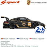 Modelauto 1:43 | Spark S8656 | Porsche 911 RSR-19 | Absolute Racing 2022 #99 - A.Picariello - M.Rump - A.Haryanto Modelauto 1:43 | Spark S8656 | Porsche 911 RSR-19 | Absolute Racing 2022 #99 - A.Picariello - M.Rump - A.Haryanto