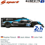 Modelauto 1:43 | Spark S8639 | Oreca 07 Gibson | Algarve Pro Racing 2022 #47 - S.Flörsch - J.Aitken - J.Falb Modelauto 1:43 | Spark S8639 | Oreca 07 Gibson | Algarve Pro Racing 2022 #47 - S.Flörsch - J.Aitken - J.Falb