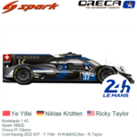Modelauto 1:43 | Spark S8632 | Oreca 07 Gibson | Cool Racing 2022 #37 - Y.Yifei - N.Krütten - R.Taylor Modelauto 1:43 | Spark S8632 | Oreca 07 Gibson | Cool Racing 2022 #37 - Y.Yifei - N.Krütten - R.Taylor