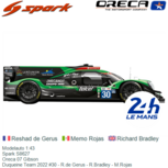 Modelauto 1:43 | Spark S8627 | Oreca 07 Gibson | Duqueine Team 2022 #30 - R.de Gerus - R.Bradley - M.Rojas Modelauto 1:43 | Spark S8627 | Oreca 07 Gibson | Duqueine Team 2022 #30 - R.de Gerus - R.Bradley - M.Rojas
