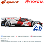 Modelauto 1:43 | Spark S8611 | Toyota Gazoo Racing GR010 Hybrid 2022 #7 - J.López - M.Conway - K.Kobayashi Modelauto 1:43 | Spark S8611 | Toyota Gazoo Racing GR010 Hybrid 2022 #7 - J.López - M.Conway - K.Kobayashi