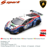 Modelauto 1:43 | Spark SB305 | Lamborghini Huracán GT3 | Ombra Racing 2018 #12 - K.Ling - R.Monti - A.Frassineti - A.Rizzoli Modelauto 1:43 | Spark SB305 | Lamborghini Huracán GT3 | Ombra Racing 2018 #12 - K.Ling - R.Monti - A.Frassineti - A.Rizzoli