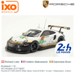 Modelauto 1:18 | IXO-Models LEGT18023 | Porsche 911 RSR LMGTE White / Black / Gold 2019 #91 - R.Lietz - F.Makowiecki - G.Bruni Modelauto 1:18 | IXO-Models LEGT18023 | Porsche 911 RSR LMGTE White / Black / Gold 2019 #91 - R.Lietz - F.Makowiecki - G.Bruni