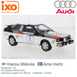 Modelauto 1:24 | IXO-Models 24RAL010A | Audi Sport Quattro A1 1982 #1 - H.Mikkola - A.Hertz Modelauto 1:24 | IXO-Models 24RAL010A | Audi Sport Quattro A1 1982 #1 - H.Mikkola - A.Hertz