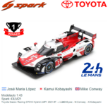 Modelauto 1:43 | Spark 43LM21 | Toyota Gazoo Racing GT010 Hybrid LMP1 2021 #7 - J.López - M.Conway - K.Kobayashi Modelauto 1:43 | Spark 43LM21 | Toyota Gazoo Racing GT010 Hybrid LMP1 2021 #7 - J.López - M.Conway - K.Kobayashi
