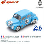 Modelauto 1:43 | Spark S5226 | Renault 4CV 1063 1952 #55 - J.Lecat - H.Senftleben Modelauto 1:43 | Spark S5226 | Renault 4CV 1063 1952 #55 - J.Lecat - H.Senftleben